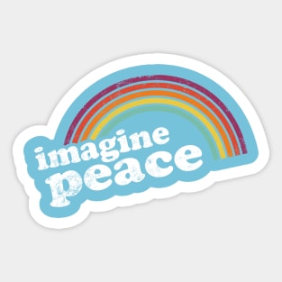 IMAGINE PEACE - Vintage Retro Rainbow Sticker